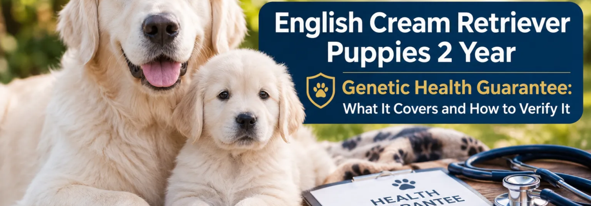 English Cream Retriever Puppies 2 year Genetic Health Guarantee
