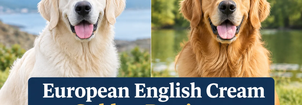 European english cream golden retriever vs. USA golden retriever